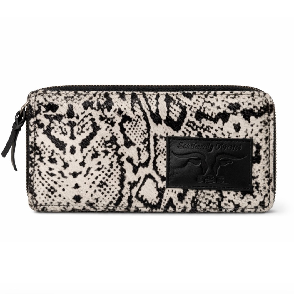 Black & White Snake Print Zip Wallet